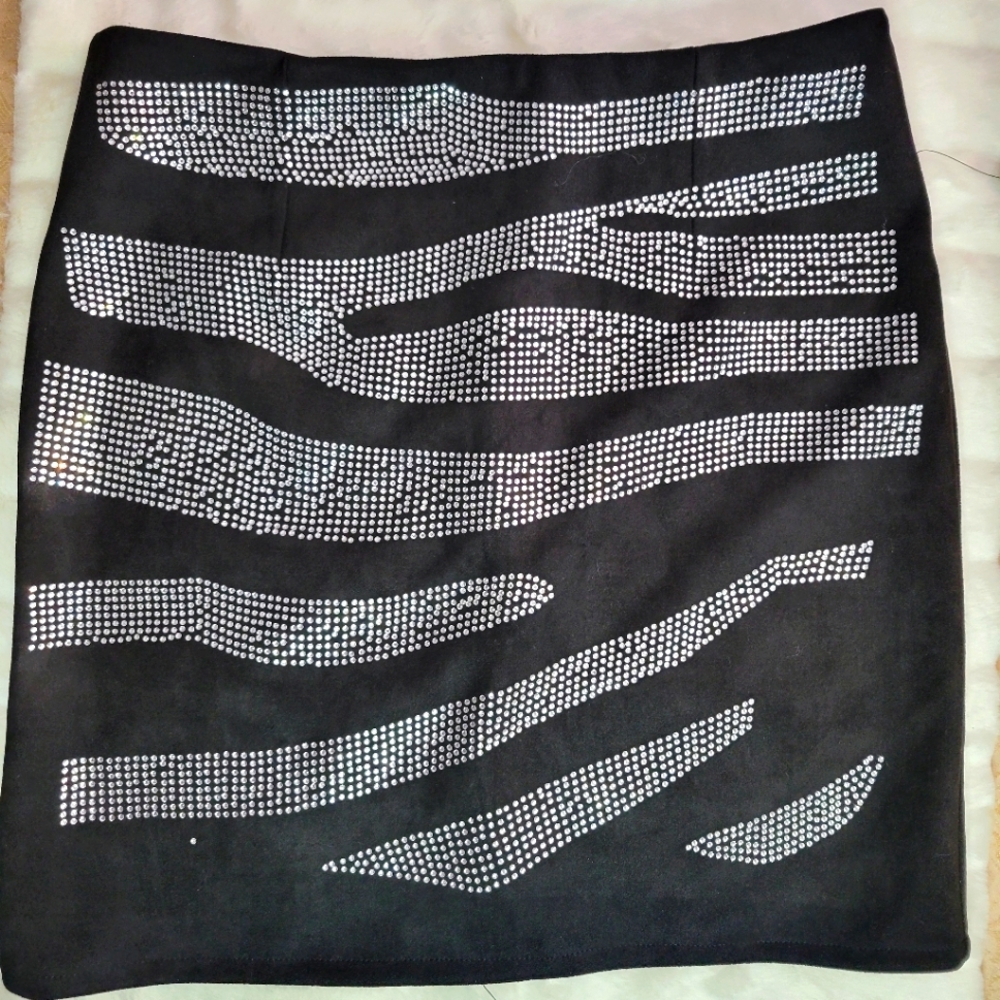 ShopAkira Black Zebra Bling Mini Skirt Sz M